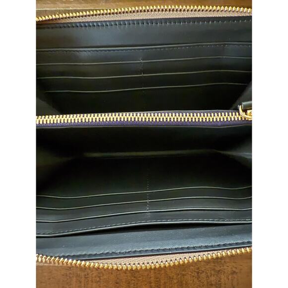 Burberry Wallet Womens Large Zip Around Dark Canvas Blue Check Leather Italy New - Picture 4 of 10